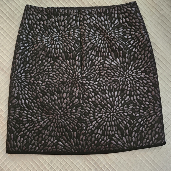 LOFT Petite Black Metallic Patterned Faux Wrap Mini Skirt - Picture 3 of 9